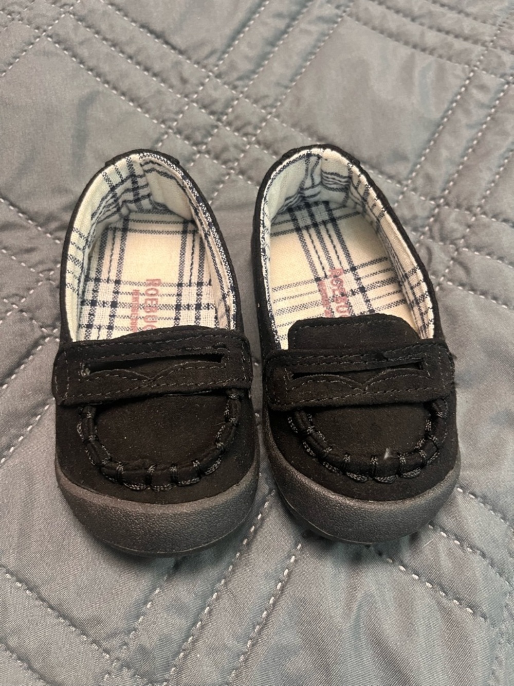 Cute black Roebuck & Co. baby loafers